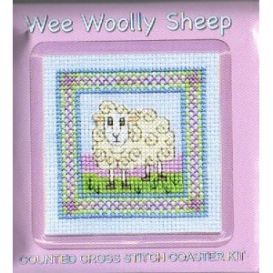 Cross Stitch Coaster Kit - Wee Woolly Sheep